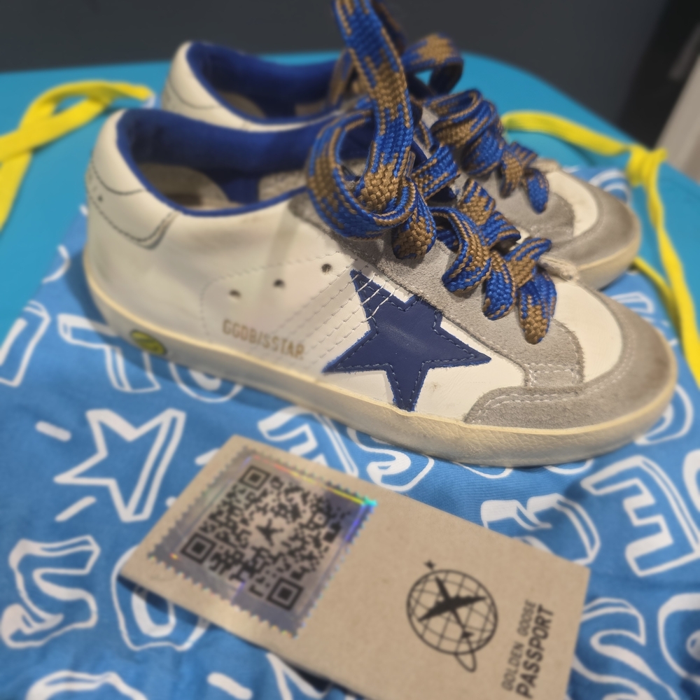 Golden Goose Kids' Cream and Blue Star Sneakers